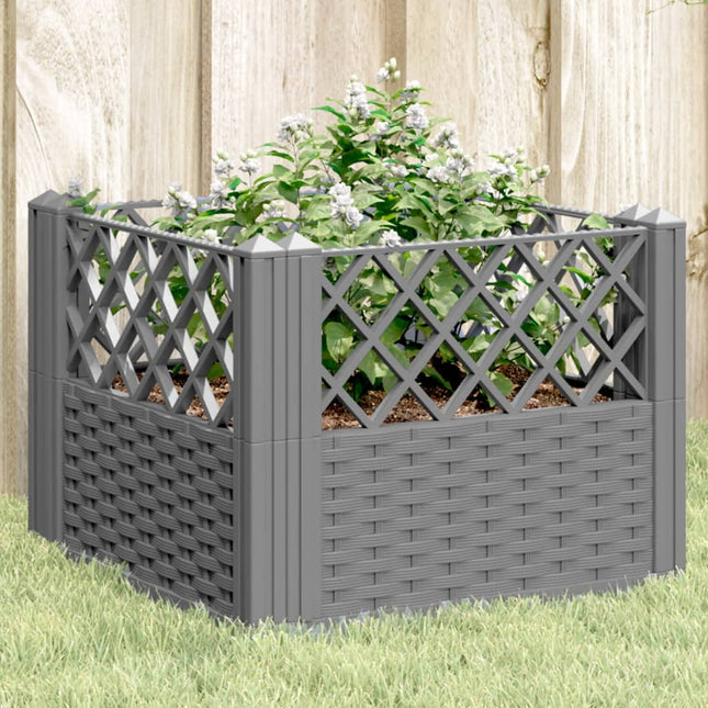 plantekasse med spyd 43,5x43,5x43,5 cm PP lysegrå