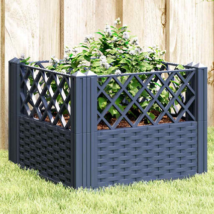 plantekasse med spyd 43,5x43,5x43,5 cm PP blågrå