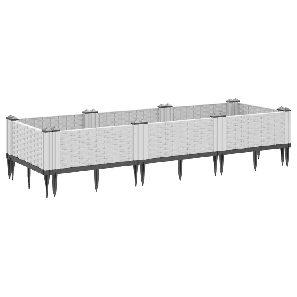plantekasse med spyd 125x40x28,5 cm PP hvid