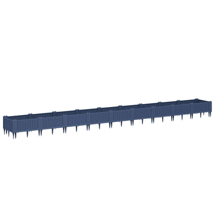 plantekasse med spyd 362,5x42,5x28,5 cm PP blågrå