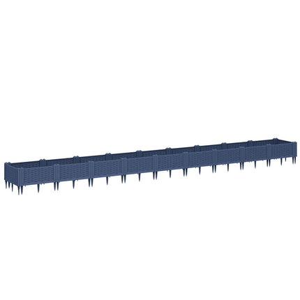 plantekasse med spyd 362,5x42,5x28,5 cm PP blågrå