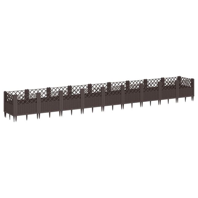 plantekasse med spyd 362,5x42,5x28,5 cm PP brun