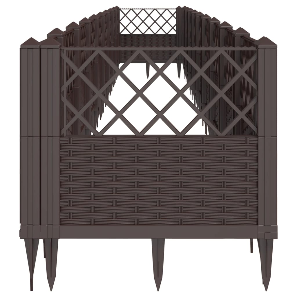 plantekasse med spyd 362,5x42,5x28,5 cm PP brun