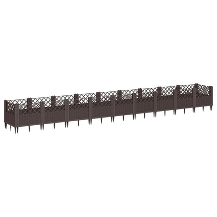 plantekasse med spyd 362,5x42,5x28,5 cm PP brun