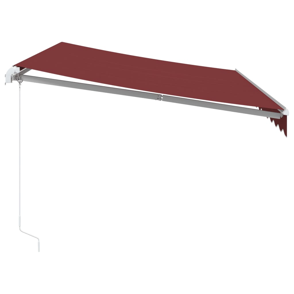 markise med LED-lys 350x250 cm manuel betjening bordeauxfarvet