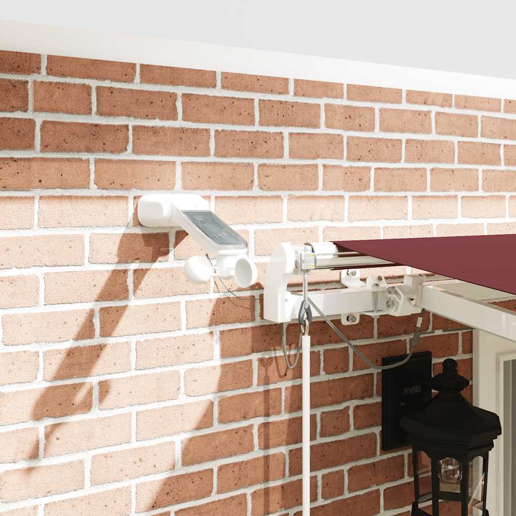 markise med LED-lys 400x300 cm automatisk betjening bordeaux