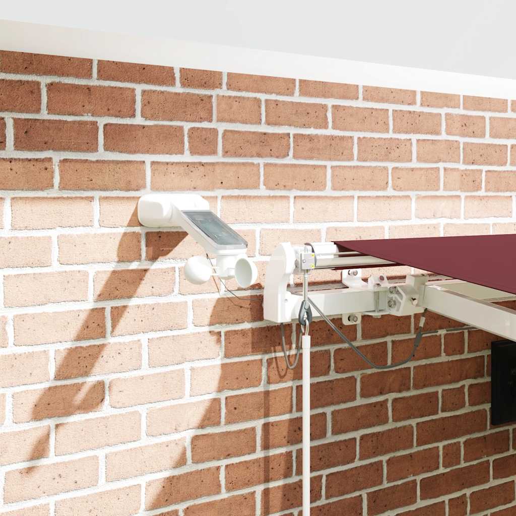 markise med LED-lys 450x300 cm automatisk betjening bordeaux