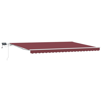 markise med LED-lys 500x300 cm manuel betjening bordeauxfarvet