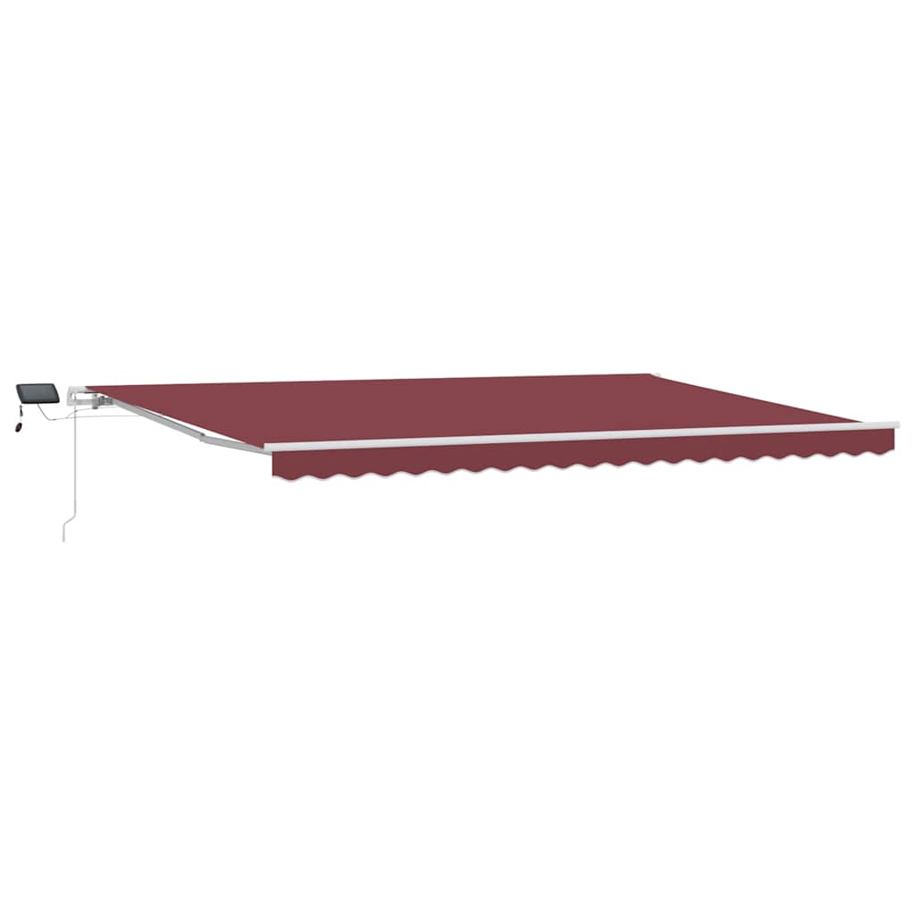 markise med LED-lys 500x300 cm manuel betjening bordeauxfarvet