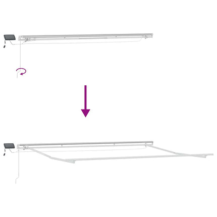 markise med LED-lys 500x300 cm manuel betjening bordeauxfarvet