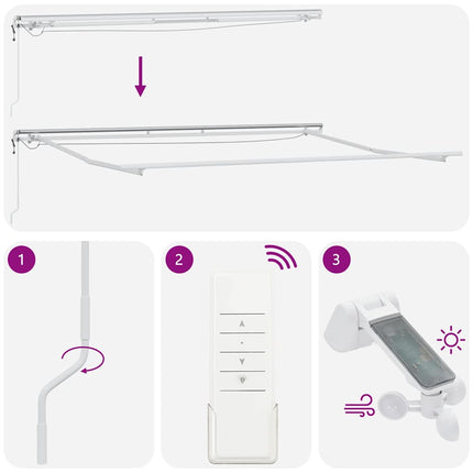 markise med LED-lys 500x300 cm automatisk betjening bordeaux