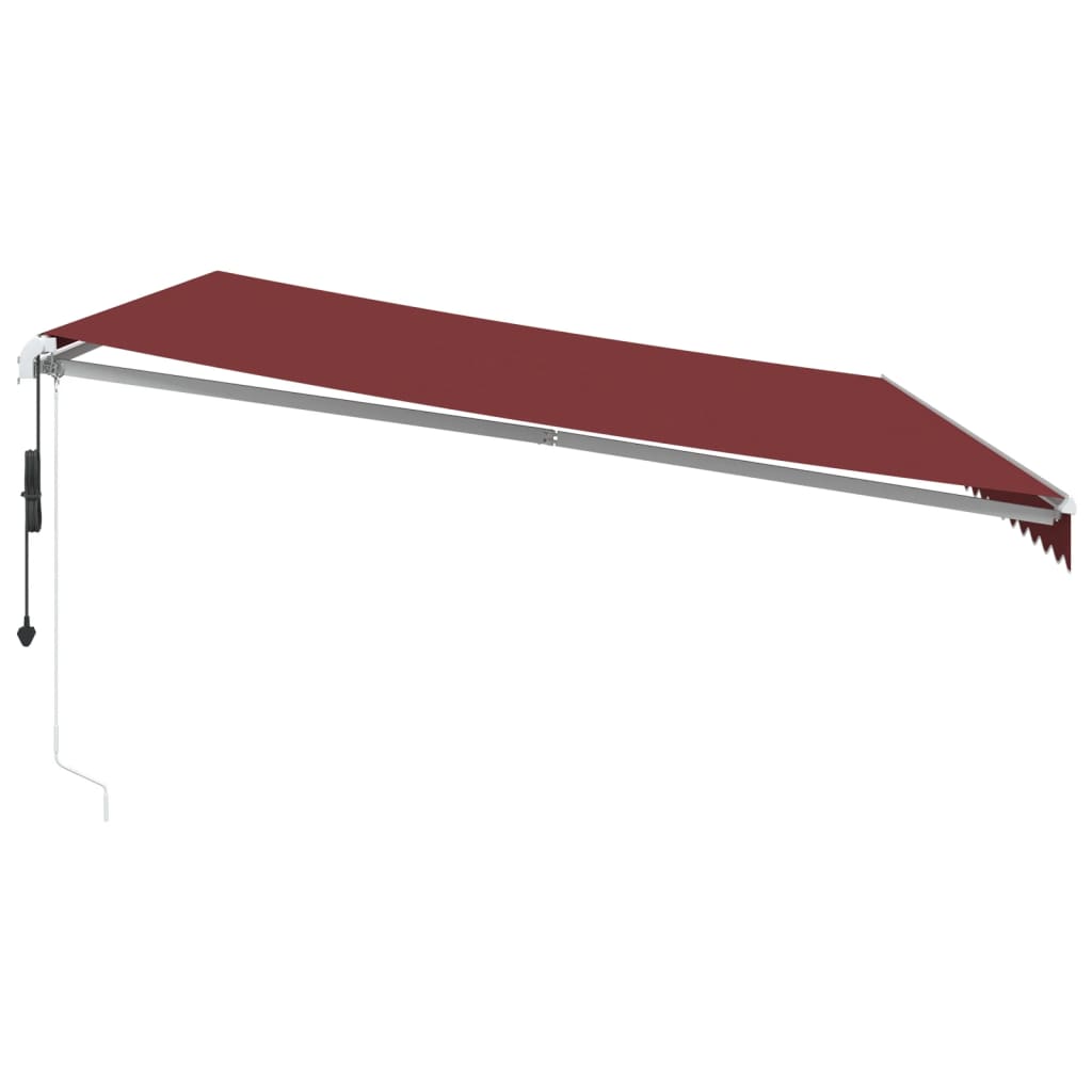 markise med LED-lys 500x350 cm automatisk betjening bordeaux