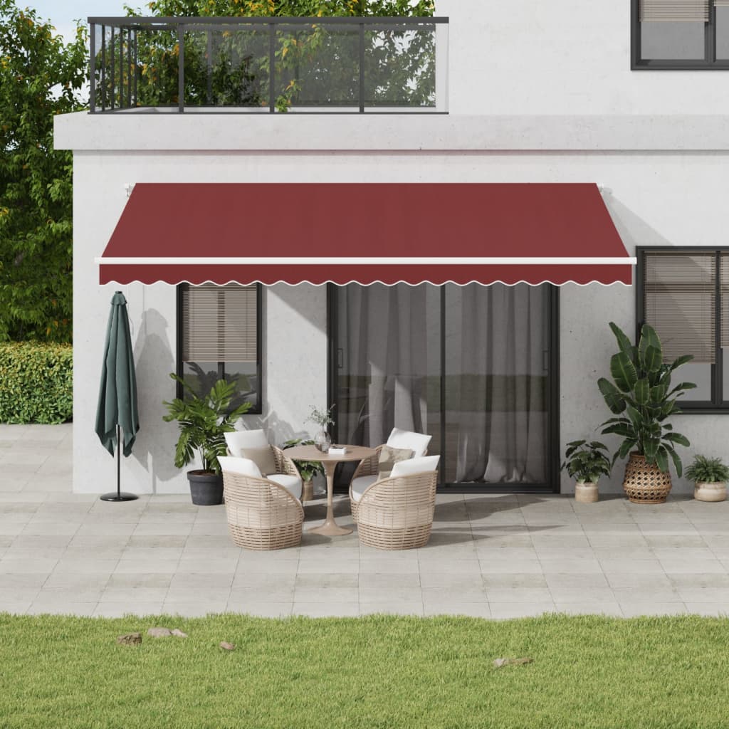 markise med LED-lys 500x350 cm automatisk betjening bordeaux