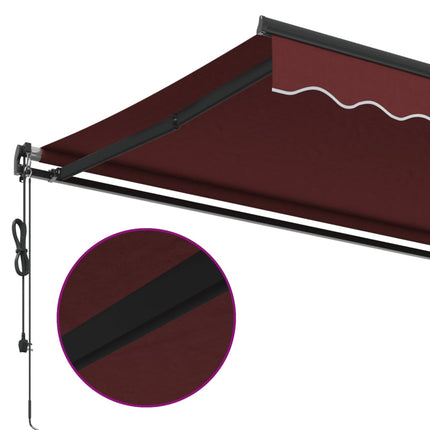 markise 450x350 cm automatisk betjening bordeauxfarvet