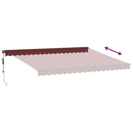 markise med LED-lys 450x350 cm automatisk betjening bordeaux