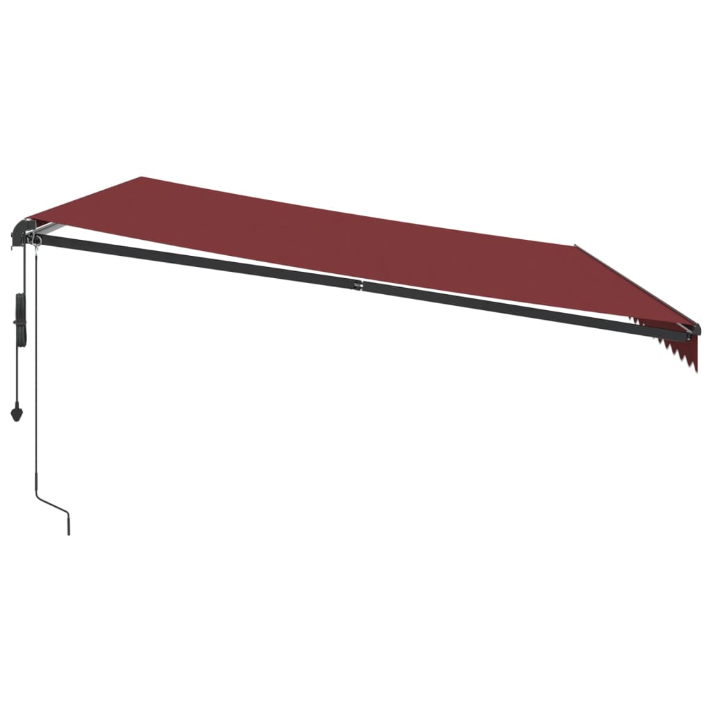 markise med LED-lys 500x350 cm automatisk betjening bordeaux