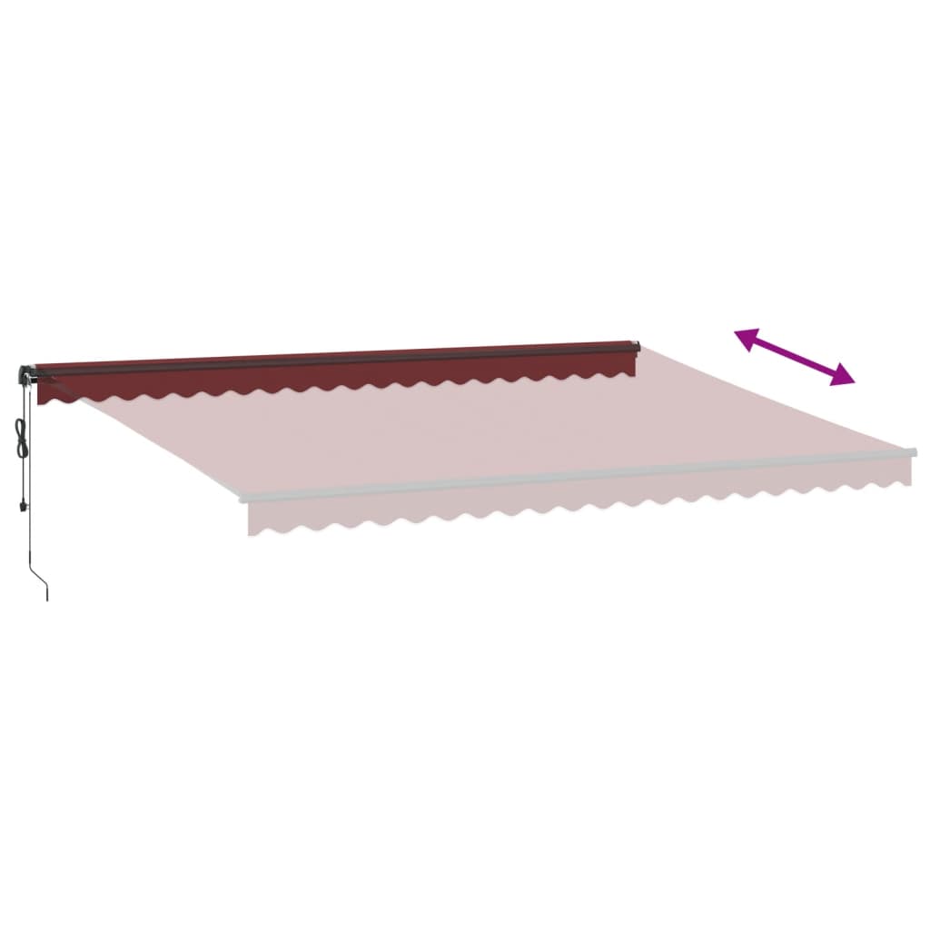 markise med LED-lys 500x350 cm automatisk betjening bordeaux
