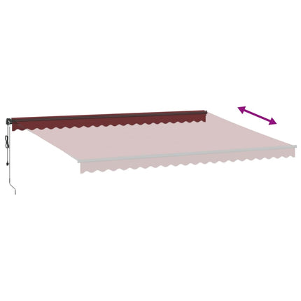 markise med LED-lys 500x350 cm automatisk betjening bordeaux