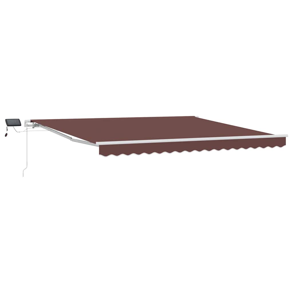 markise med LED-lys 400x300 cm automatisk betjening brun