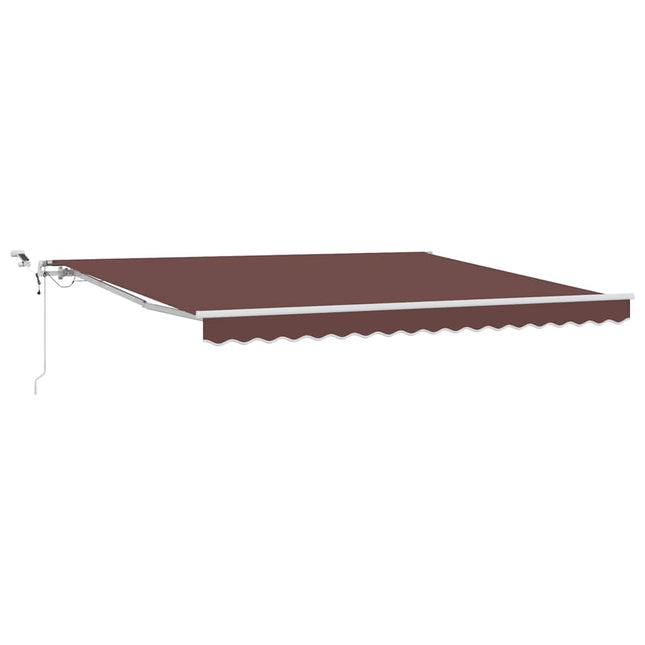 markise med LED-lys 400x300 cm automatisk betjening brun
