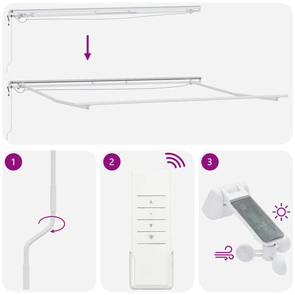 markise med LED-lys 450x300 cm automatisk betjening brun