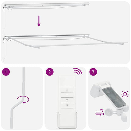 markise med LED-lys 500x300 cm automatisk betjening brun