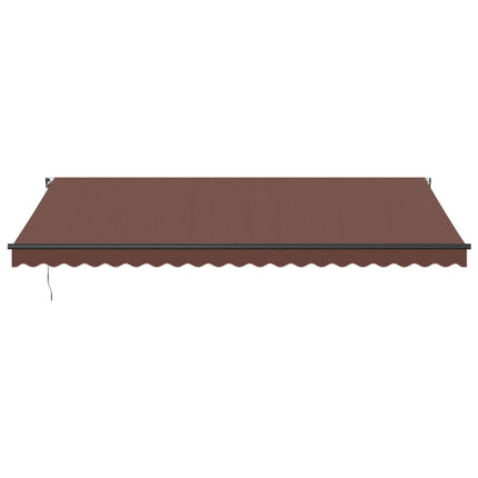 markise med LED-lys 500x350 cm automatisk betjening brun
