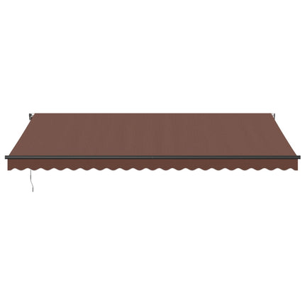 markise med LED-lys 500x350 cm automatisk betjening brun