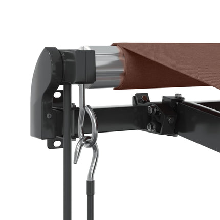 markise med LED-lys 500x350 cm automatisk betjening brun