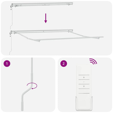 markise 300x250 cm automatisk betjening antracitgrå og hvid