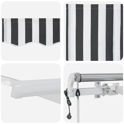 markise 300x250 cm automatisk betjening antracitgrå og hvid