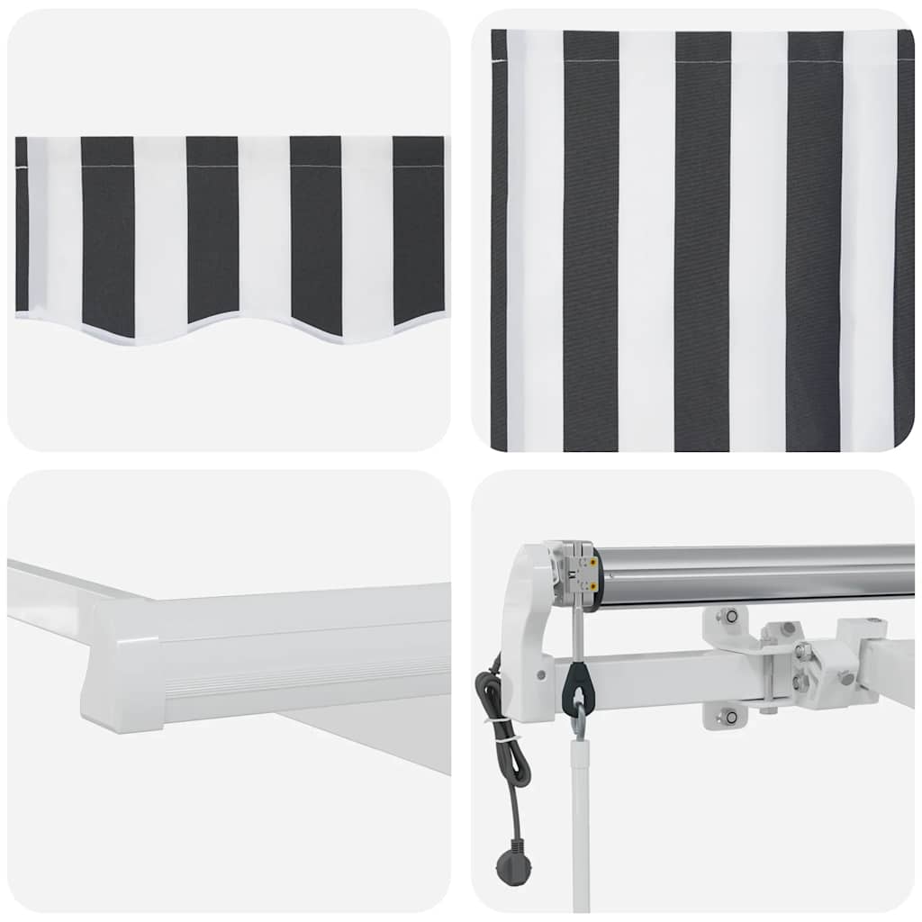 markise 300x250 cm automatisk betjening antracitgrå og hvid