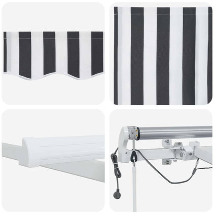 markise m. LED 500x300 cm automatisk betjening antracitgrå hvid