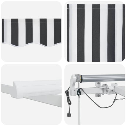 markise m. LED 600x300 cm automatisk betjening antracitgrå hvid