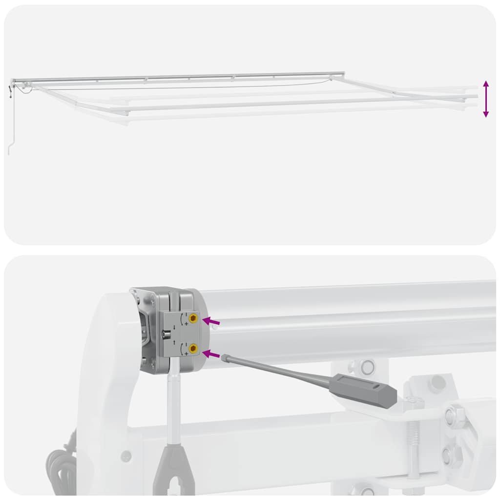 markise m. LED 600x300 cm automatisk betjening antracitgrå hvid