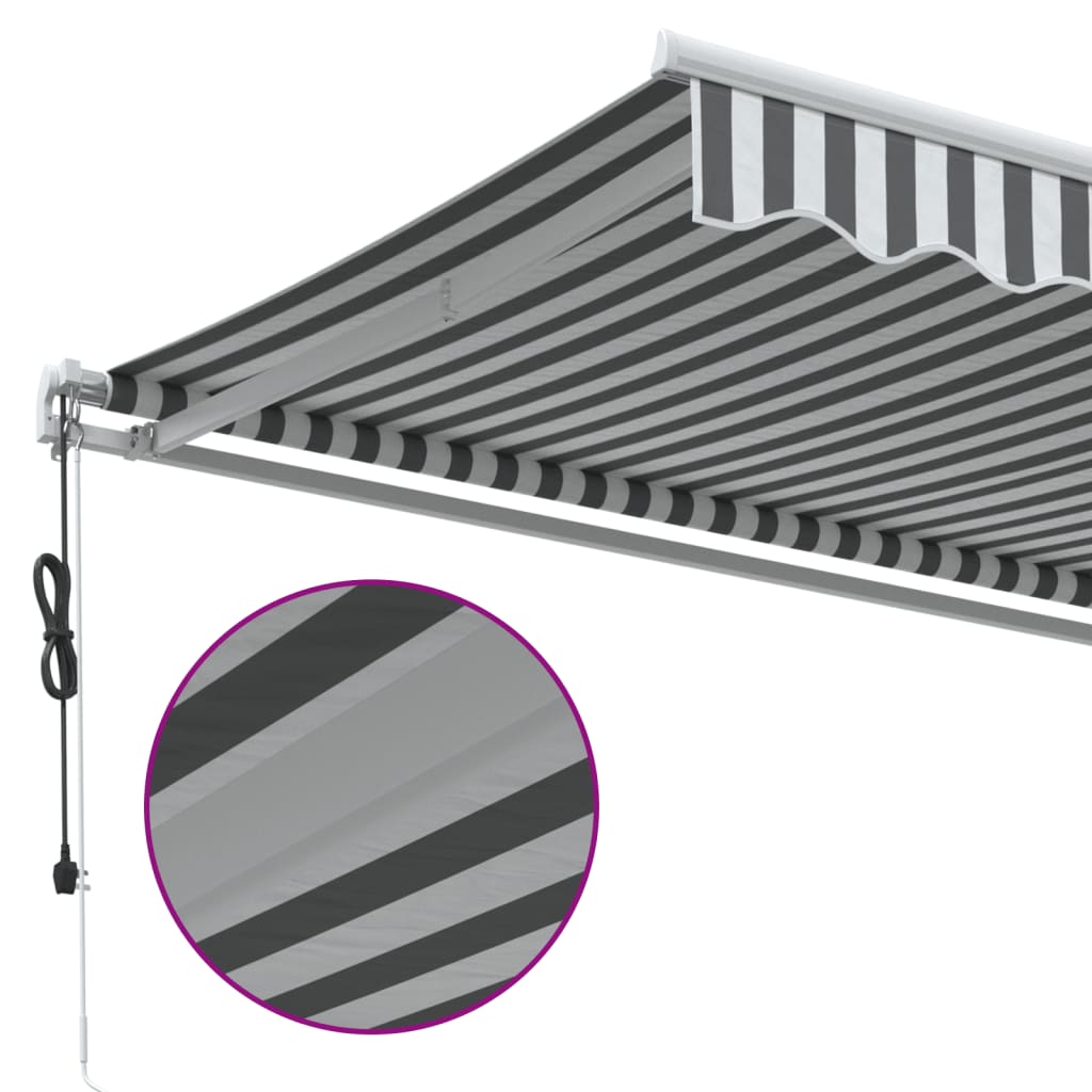 markise 450x350 cm automatisk betjening antracitgrå og hvid