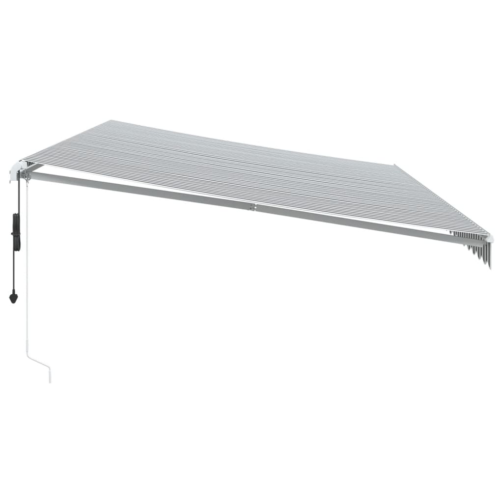 markise 600x350 cm automatisk betjening antracitgrå og hvid