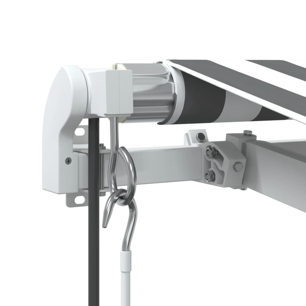 markise 600x350 cm automatisk betjening antracitgrå og hvid