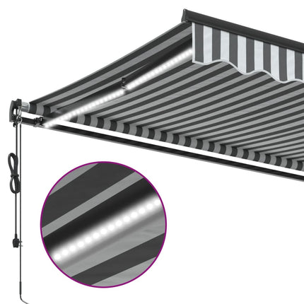 markise m. LED 400x350 cm automatisk betjening antracitgrå hvid