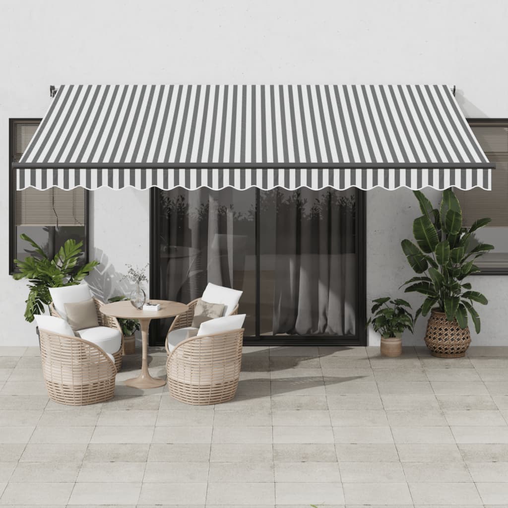 markise m. LED 450x350 cm automatisk betjening antracitgrå hvid