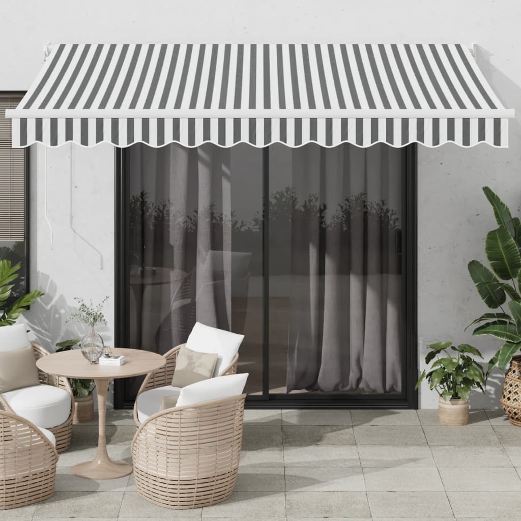 Foldemarkise Manuel Betjening 3x2,5 M Stof Aluminium Blå Hvid - anthracite and white (white frame) / 3,5 x 2,5 m