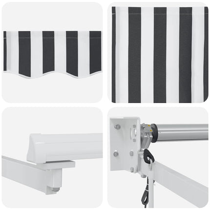 foldemarkise 4,5x3 m stof og aluminium antracitgrå og hvid