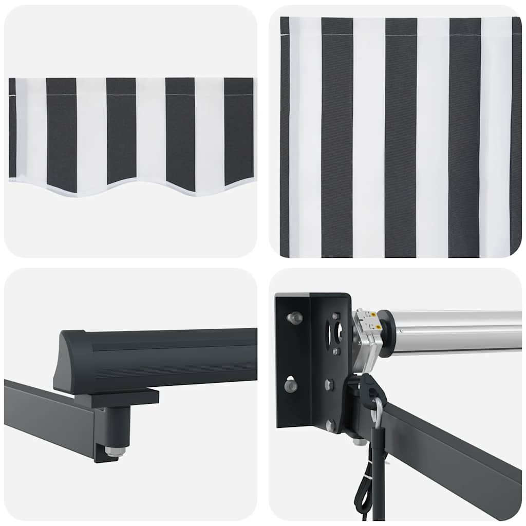 foldemarkise 5x3 m stof og aluminium antracitgrå og hvid