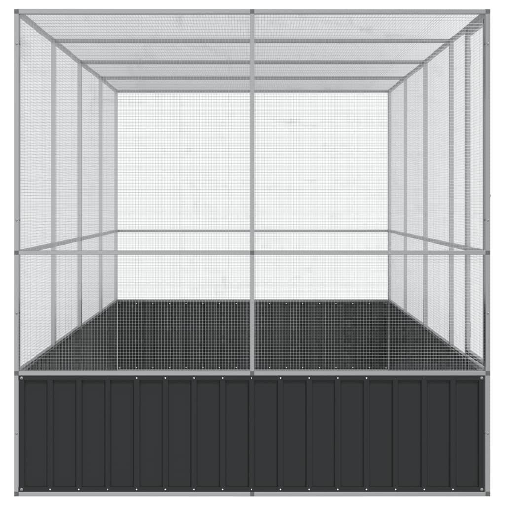 voliere med forlænger sølv 418x207x212 cm stål