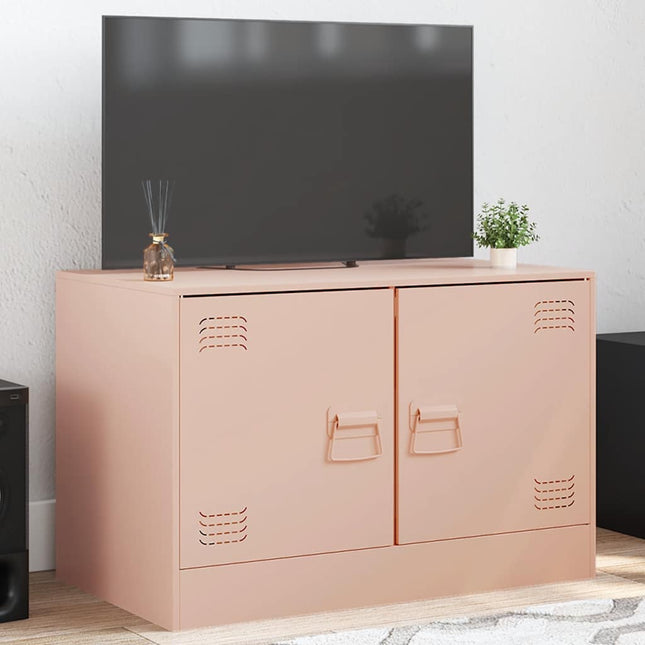 tv-bord 67x39x44 cm stål lyserød
