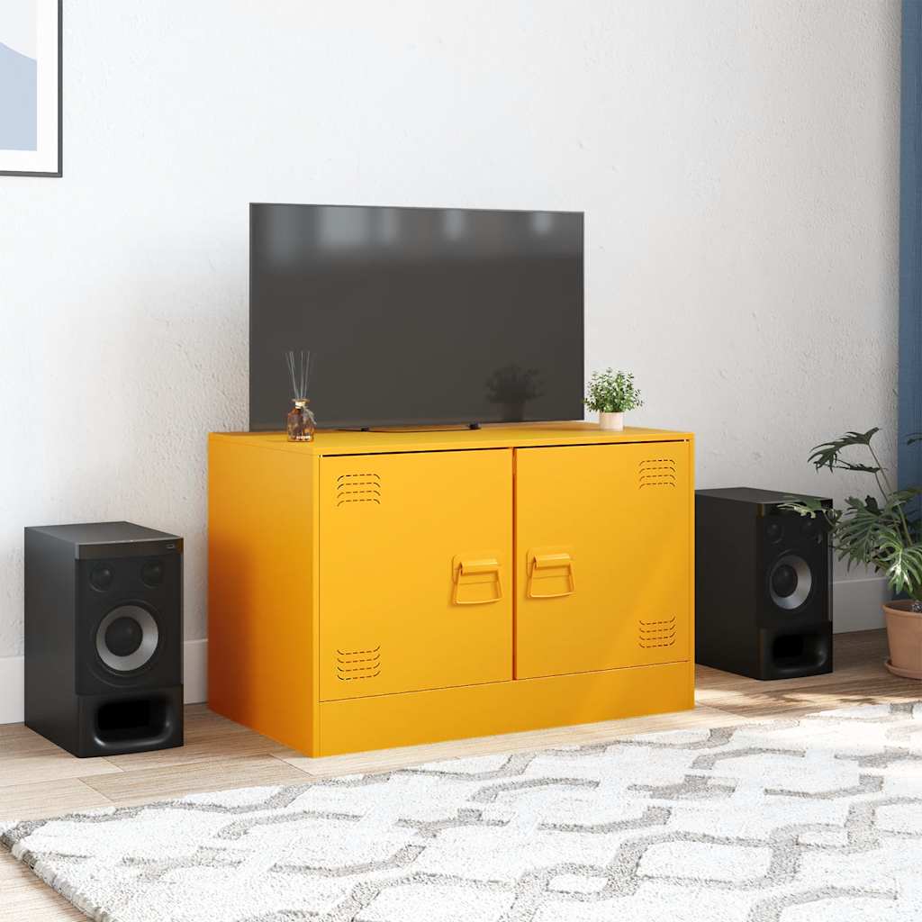 tv-bord 67x39x44 cm stål sennepsgul