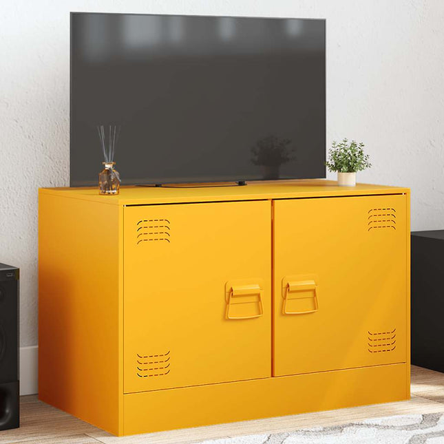 tv-bord 67x39x44 cm stål sennepsgul