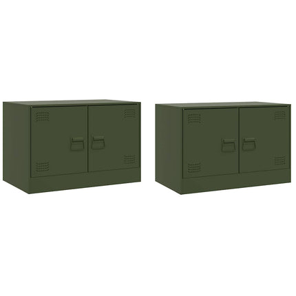 tv-borde 2 stk. 67x39x44 cm stål olivengrøn