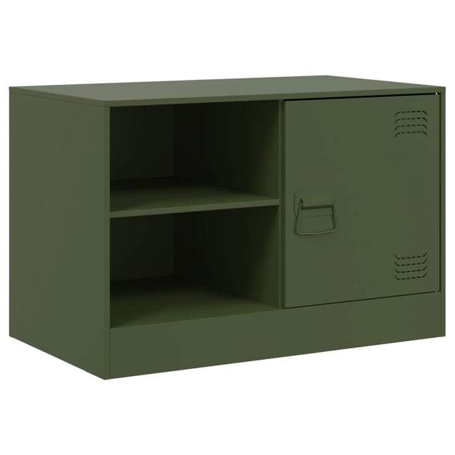 tv-bord 67x39x44 cm stål olivengrøn