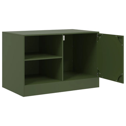 tv-bord 67x39x44 cm stål olivengrøn